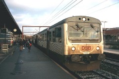 DSB MR 4069/MRD 4269 photographed at the railway station in Kolding 29. December 2003.  The MRD class was purchased from 1981 to 1985 in a number of 97. The MR class was purchased from 1978 to 1985 in a number of 98. The first 30 of the MR class were built by Uerdingen in Germany, the rest of the MR class and all of the MRD class were built by Scandia in Denmark. Dieselhydraulic Deutz engine. 325 hp. Max speed 120 km/h - 75 mph. Length each unit 22 335 mm. Weight 34,5 metric tonnes. One trainset consists of two units. Renovated in 1995 - 1997. Increased max. speed to 130 km/h - 81 mph. MR 4069 was put in service in 1984, MRD 4269 in 1983.
